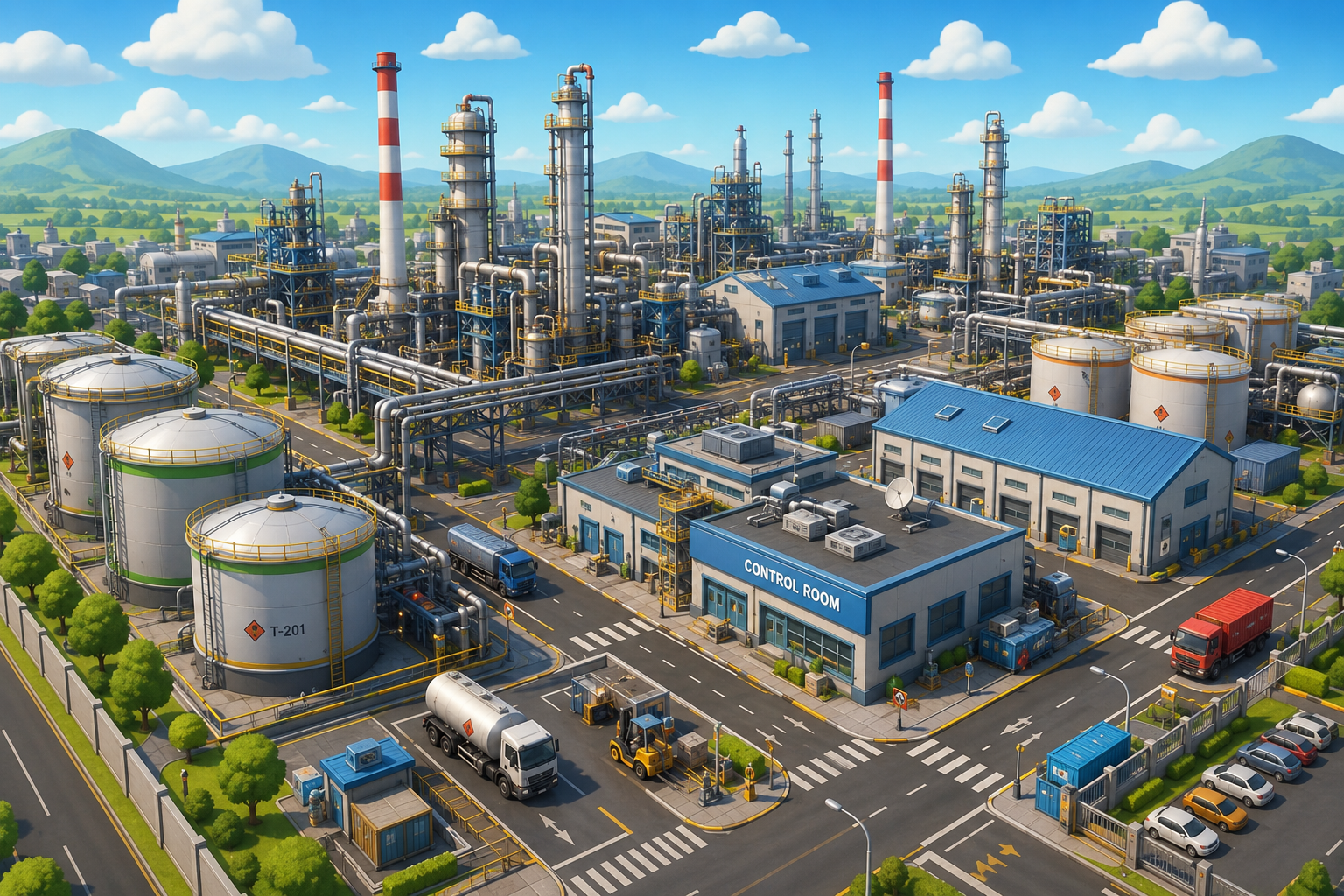 Chemical plant 3D render