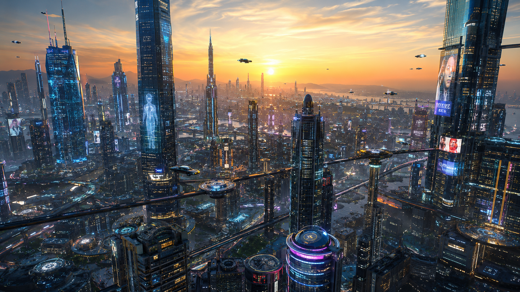 Futuristic city 3D render
