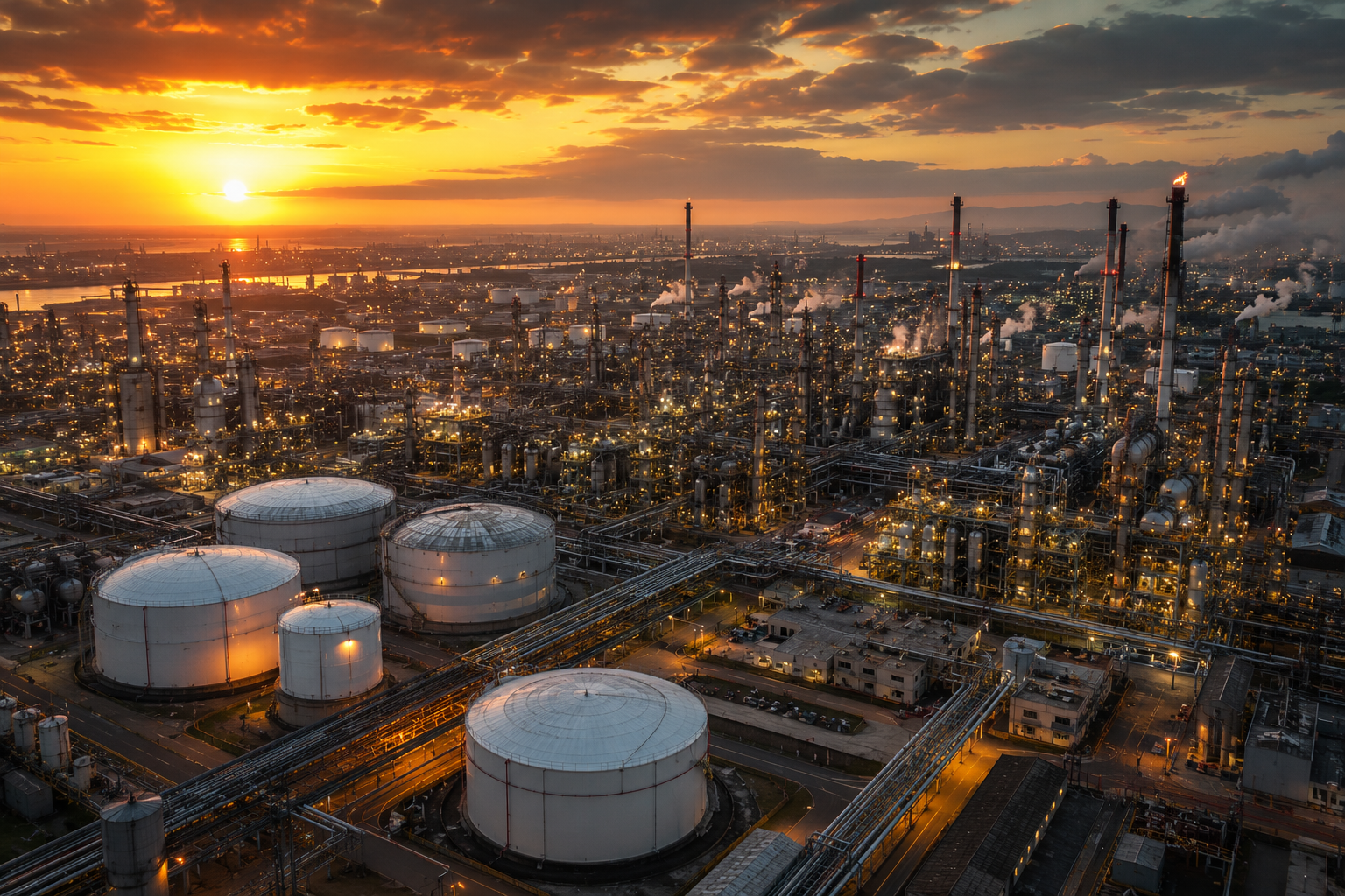 Oil refinery 3D render